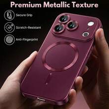 1pc Cherry Red Metallic Soft Phone Case, Compatible With IPhone 18pro/18promax/18/17 17 Air 17 Pro 17 Pro Max, Scratch-Resistant, Wear-Resistant, Shock-Absorbing Full Camera Protection, Ultra-Thin Design, Compatible With Iphone 13 11 16 Pro Max 15 14 12 16e - Cherry Red - View 6