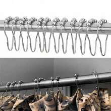 6/12/24pcs Rustproof Stainless Steel Shower Curtain Hooks Rings, Roller Ball Glide Metal Hooks For Bathroom Shower Rods Liner, Back To School Supplies College Dorm Bathroom Essentials Decor - A - View 6