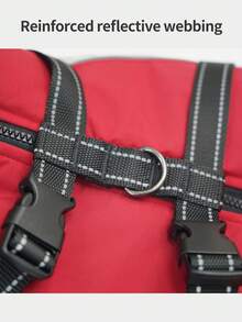 Small Dog Winter Jacket With Built-In Chest Straps, Fleece-Lined For Warmth, Reflective High Neck Design, Suitable For Cold Weather Dog Snow Clothing - Red - View 7