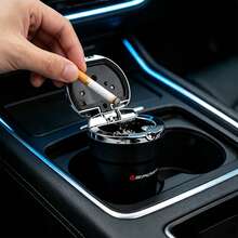 Sporty Portable Car Ashtray With Lid, Odor-Proof Leak-Proof Car Cup Holder Ashtray, With Sport Logo, Detachable Easy-To-Clean ABS Plastic Inner Liner, Car Interior Decoration Accessory - Sporty Style - View 8