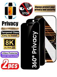 Mr. War Gorilla 2pcs-360° Full Privacy Protection Tempered Glass Screen Protector, Exquisite Craftsmanship, Protects Personal Privacy From Leaking, Uses Fan-Blade Technology For Anti-Peeping, Made Of Advanced 10D High-Hardness Material, Say Goodbye To Frequent Screen Protector Replacement, Resistant To Cracking, Coated Surface Design, Waterproof And Oil-Resistant, Anti-Fingerprint Residue. Compatible With IPhone Duo/18promax/18pro/18/17e/17 Pro Max/17 Pro/17Air/17/16 Pro Max/16 Pro/16 Plus/16/15 Pro Max/15/14/13/12 And Other Models. - Black - View 20