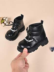 1 Pair Girls' Princess Boots, Autumn/Winter Ankle Boots, Warm Winter Boots For Toddlers And Little Girls - Black - View 6