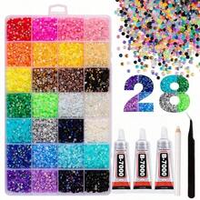 40,000pcs Jelly Color Rhinestones Assortment, Multi-Color 3mm Flat Resin Rhinestone Gems, Includes 3 Bottles Of 10ml B7000 Glue, Suitable For Diamond Painting Craft DIY - Multicolor - View 9
