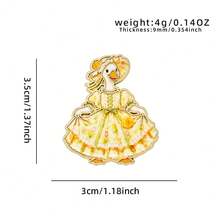 1pc Gold Border Victorian Dress Goose Enamel Pin Vintage Floral Bonnet Duck Princess Gown Lapel Pin, Metal Pin For Jackets Bags Novelty Badge Pin Gift - Multicolor - View 14