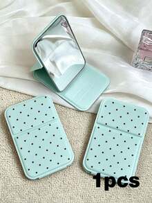 1/2pcs Polka Dot Mini Foldable Makeup Mirror With Stand, Rectangular Portable Desktop Makeup Mirror, Minimalist Style, Pink/Green/White/Black, Suitable For Travel And Daily Use, Back To School Essential, Ideal Gift For Friends, Family And Teachers - Multicolor - View 14