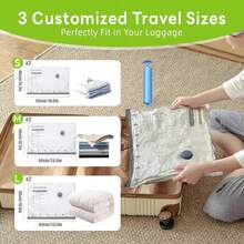 Grup Erik 7pcs Gray Vacuum Storage Bag Set (2s+2m+2l+1 Manual Pump), Suitable For Home, Travel, Moving, Camping - Space-Saving Compression System, Multi-Purpose Vacuum Sealed Bags, Can Store Clothes, Bedding, Seasonal Items - Light Grey - View 9