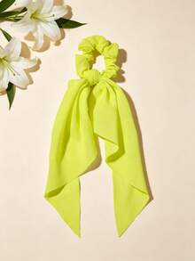 Dopamine Bright Color Long Ribbon Scarf Hair Tie Set, Neon Fluorescent Chiffon Bow Hair Rope, Versatile Sweet & Cool Hair Accessory For Music Festival, Vacation, Photo Shoot, Women's Hair Decor - Multicolor - View 5