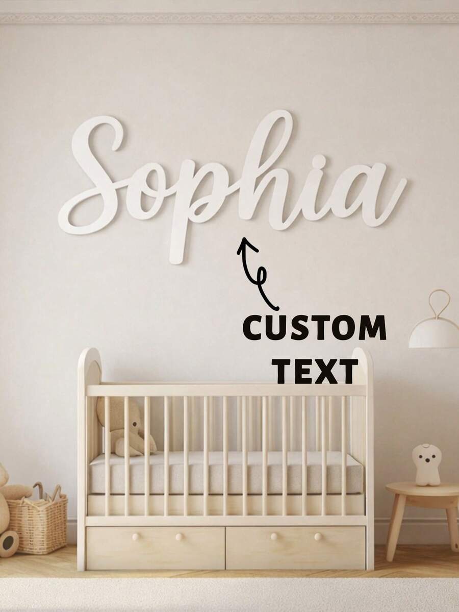 1pc Customized Creative Letter Design Decorative Craft, Personalized Wooden Name Sign, Bohemian Style Wall Decor, Custom Cursive Letter Plate, Available In 15/20/30/40/50cm And Multiple Colors, Suitable For Home, Bedroom, Living Room, Wedding And Housewarming Gift - Multicolor - View 1