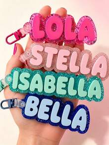 Personalized Bubble Name Keychain, Custom Acrylic Backpack Tag, Cute School Bag Charm - Multicolor - View 7
