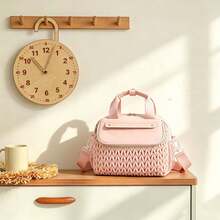 1pc Quilted Diaper Bag Tote With Long Shoulder Strap, Suitable For Moms And Dads, Small Baby Diaper Changing Bag, Suitable For Newborn Boys And Girls Travel - Multicolor - View 5