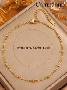 1pc Minimalist Women's Stainless Steel Blade Anklet - Gold - View 4