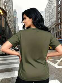 Women T-Shirts - Army Green - View 4