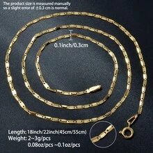 14k Gold Plated Flat Smooth Copper Necklace, Unisex, Suitable For DIY Chain, Everyday Wear - Yellow Gold - View 9