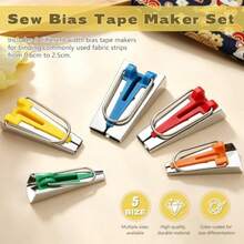5 Sizes Bias Tape Maker For Sewing Quilting, Upgraded Quilt Binding Tool,Bias Tape Maker Kit, Including Patchwork Fabric, Overlock Stitches, Quilting Sewing Accessories, Suitable For DIY Craft Binding Tools - Multicolor - View 7