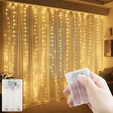 Twinkling Warm White Curtain Fairy Lights, Battery‑Operated Hanging LED Lamp, Equipped With Battery Box(Batteries Not Included), For Window, Wedding & Xmas Decor - White - View 8