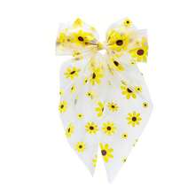 1pc New Large Bow Hair Clip, Sunflower Fresh Floral Mesh Long Ribbon Spring Clip, Cute Girl Hair Accessory, Valentine's Day Hair Accessory - Spring Clip - View 14
