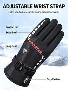 1 Pair Thickened Ski Gloves, Suitable For Outdoor Skiing, Warm Winter Ski Gloves, Suitable For Winter Sports, Skiing - Multicolor - View 6