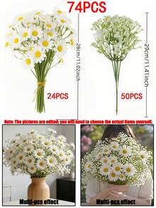 2-74件人造雛菊與滿天星花，歐式桌面雛菊仿真花家居裝飾，春/夏桌面裝飾雛菊，情人節生日畢業禮物，人造雛菊花，優雅洋甘菊與向日葵，戶外花瓶填充用人造雛菊，DIY家居派對，春季草地婚禮雛菊派對裝飾（白色洋甘菊），攝影道具（不含容器），秋季裝飾 - 彩色 - 查看 16