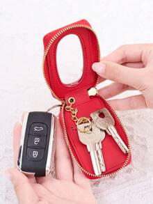 Vintage Business Multifunctional Car Key Protective Bag Unisex, Crocodile Pattern PU Mirror Transparent Window Car Key Protective Bag, Casual Portable Small Car Key Storage Bag Key Ring Holder, Creative Gift/Men's Gift/Women's Birthday Gift/Husband Gift - Multicolor - View 2