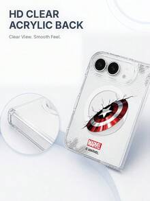 Disney Casing HP Miniso Motif Lukisan Grafiti Kartun Kreatif Marvel, Pelindung Transparan Minimalis Kompatibel dengan iPhone 18 Duo, Gaya Couple Unisex, MagSafe Magnetik Lipat Fashion - Clear - View 3
