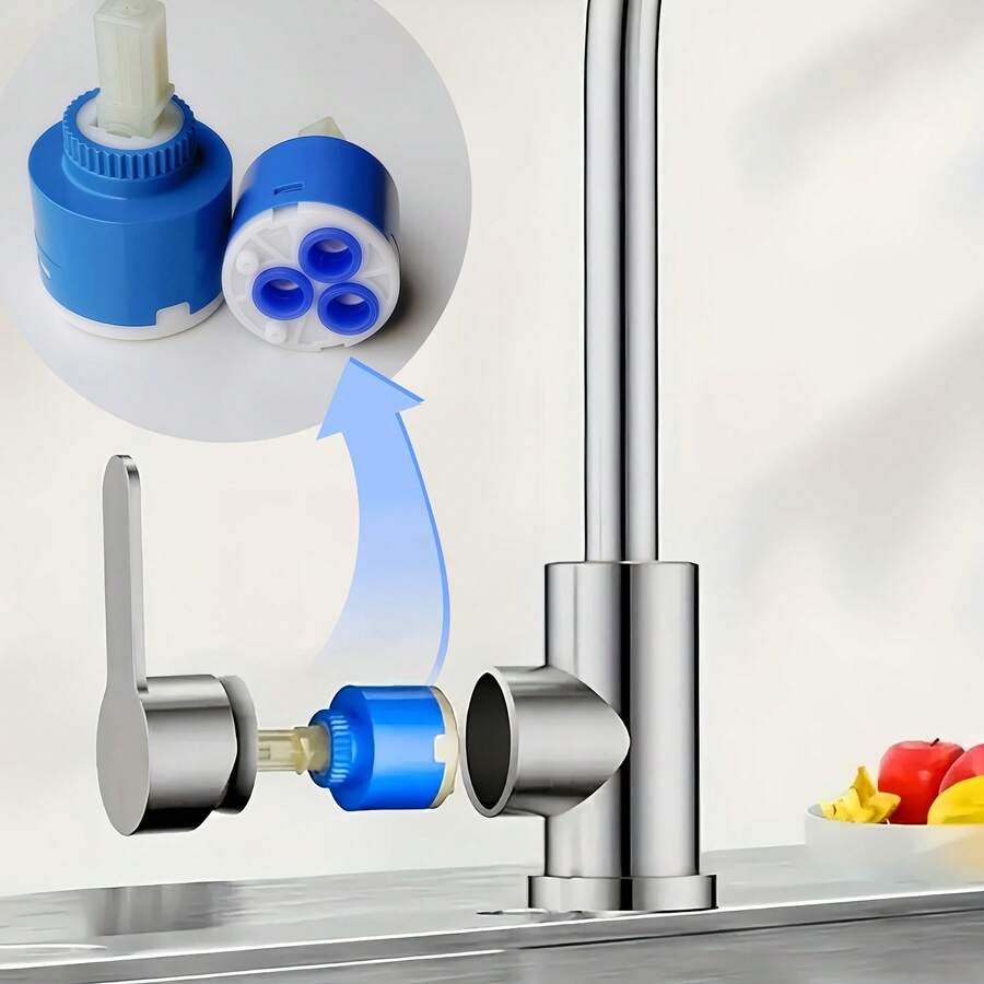 Kitchen Sink Cold And Hot Water Faucet Ceramic Valve Core Suitable For 35/40L Water Heater Mixed Water Valve, 35# 40# Faucet Valve Core, Universal For Kitchen And Bathroom Cold And Hot Water Faucet, Faucet Inner Core | Explosion-Proof Valve Core Accessory -- Faucet Repair And Maintenance Kit For Switch Repair Parts - Multicolor - View 1