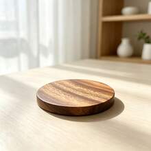Natural Solid Wood Coaster, Round Heat-Insulating Anti-Scald Non-Slip Cup Holder, Home Coffee Tea Cup Mat, Kitchen Dining Table Decorative Pad - 13cm Round Coaster - View 3