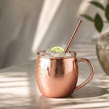 1/2/4pcs Rose Gold Copper Cup With Straw, Large Capacity Mug, Easy To Clean And Store, Suitable For All Seasons, Applicable For Various Cold Drinks, Home Dining Party Drinkware, Christmas Thanksgiving Gift - Rose Gold - View 8