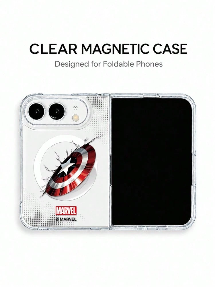 Disney Casing HP Miniso Motif Lukisan Grafiti Kartun Kreatif Marvel, Pelindung Transparan Minimalis Kompatibel dengan iPhone 18 Duo, Gaya Couple Unisex, MagSafe Magnetik Lipat Fashion - Clear - View 1