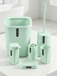 4/6‑Piece Bathroom Accessory Set, Countertop Storage Kit, Includes Soap Dispenser, Toothbrush Holder, Drinking Cup, Soap Dish, Matte Smooth Plastic Bathroom Organizer For Home Bathroom Vanity Countertop Decor - Multi-color Bathroom Set - View 7