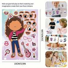 MONASHOP Universal 1 Set/6 Pcs Friends Anime Cartoon Interactive Handheld Account DIY Face Stickers, Ideal Choice For New School Year Gifts And Stationery, Holiday Decoration Accessories, Halloween Gifts (Random Style) - Multicolor - View 5