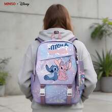 MINISO X Disney Stitch Angel Purple Starburst 3-Piece Backpack Set, Cute Student School Bag, Insulated Lunch Box, Pencil Case, Suitable For Daily Use, Outdoor, Camping - Color 1 - View 4