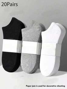 20 Pairs Women's Multi-Color Ankle Socks, Summer Thin Casual Fashion Low-Cut Short Socks, Women's Boat Socks, Men's Boat Socks, Student Socks, Adult Socks, Moisture-Wicking Breathable Summer Socks, Women's Socks, Black Socks, White Socks, Back To School Season Autumn Socks, College Style Socks, Suitable For Home And Travel Use, Autumn Thin Disposable Socks, Available In 5/10/15/20 Pairs - Multicolor - View 22