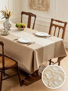 1 buah Taplak Meja Jacquard, Taplak Meja Makan Persegi Panjang, Tersedia Berbagai Ukuran, Cocok Untuk Dapur, Ruang Makan, Pernikahan, Dekorasi Meja Pesta - Khaki - View 10