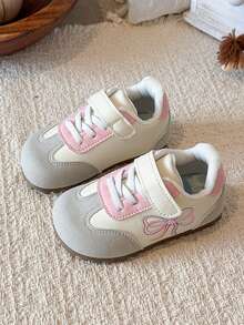 Baby Training Shoes Bowknot Embroidery Hook & Loop Soft Sole Anti-Slip Casual Shoes For Toddlers - Pink - View 1