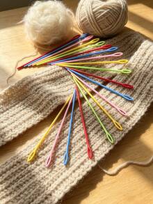 10/50pcs Colorful Plastic Yarn Needles 15cm, Pink/Blue/Red/Yellow/Green, Mixed Color Plastic Yarn Needles, Large Eye Safety Hand Sewing Needles, Suitable For Crochet Knitting Doll Making Enthusiasts, Bright Color DIY Handmade Knitting Accessories - Plastic Needle 15cm - View 3