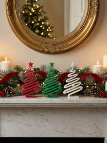 Tabletop Christmas Tree Decor, 3Pcs Mini Spiral Xmas Tree Figurine, Small Minimalist Christmas Ornament For Home Shelf Desk Table Centerpiece, Winter Holiday Party Indoor Decoration, Gift For Her - Christmas Tree Ornament - View 11