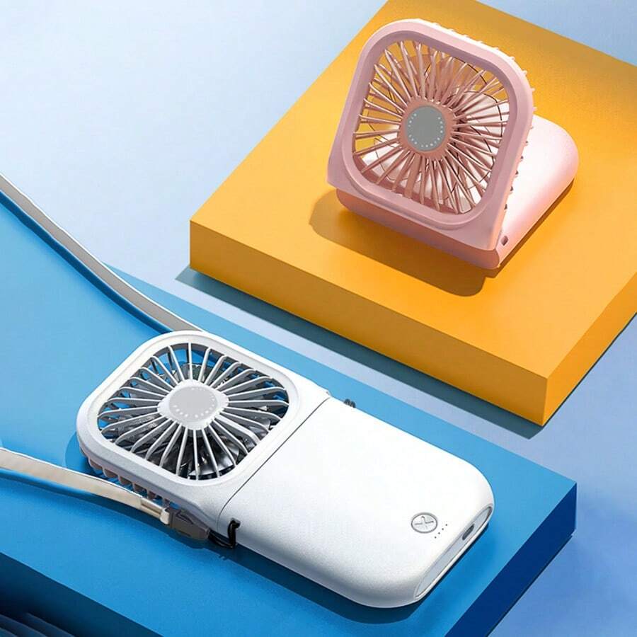 1pc Fashionable Handheld Digital Neck Fan, USB Rechargeable, Mini Fan, Portable Fan, USB Power Bank Fast Charging Desktop Foldable Small Electric Fan, Ideal Companion For Hot Summer - Multicolor - View 1