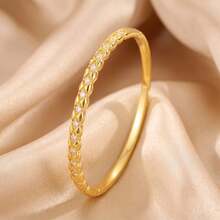 3/1pcsGold‑Tone Stainless Steel Bangle, Snake‑Textured Design, Style, Adds Extra Fashion Sense To Outfits - Gold - View 13