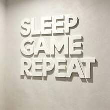 Custom 3D Letter Decor, Gamer Wall Art - Large "Eat Sleep Game Repeat" Wall Decoration - 3D Acrylic And Wood, Customizable Text, Black/White Color Options, Game Room Decor, Custom Handmade Acrylic Wood Corporate Logo Sign - Multicolor - View 9