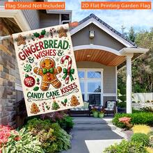 1pc 2D Flat Garden Flag, Gingerbread Christmas Element, Perfect For Camping And Yard Decoration, Single-Sided Printed Flag, All-Season Use, Garden Decor, Outdoor And Home Gathering Welcome Flag (Flag Only) - A - View 6