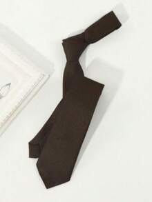 1PC Men's Solid Color Brown Horizontal Stripe Lightweight Tie Suitable For Business Banquet Daily Matching - Brown - View 2
