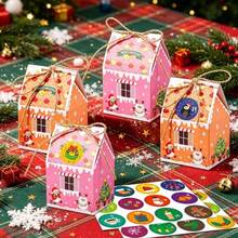 24 Pcs Christmas Empty Advent Calendar 24 Days House Shape Countdown Gift Boxes Christmas Cardboard Number Boxes With 24 Pcs Stickers For Xmas Holiday Party Decor - Multicolor - View 4
