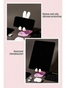 Official Authorized Miffy Foldable Phone Stand Blind Box, Cute Rabbit Character Phone Holder, ABS And Silicone Material Foldable Phone Stand, Cute Style Desktop Phone Holder, Portable Adjustable Smartphone Stand, 1 Random - Multicolor - View 6