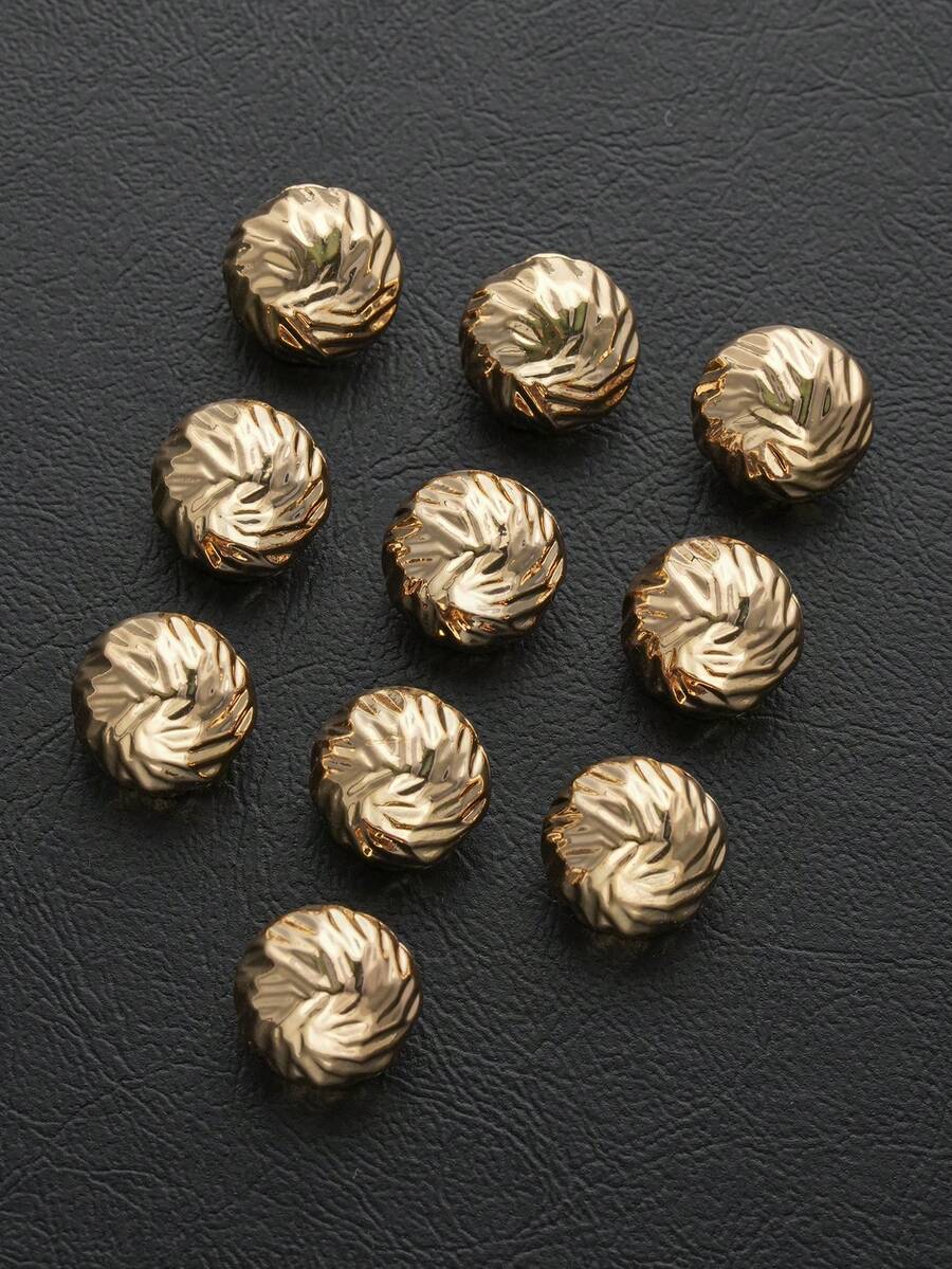10pcs/Pack Textured Wrinkled Half-Sphere Asymmetrical Metal Buttons, Decorative Hand-Sewn Buttons For Shirts, Cardigans, Dresses, Sweaters, Jackets, DIY Bags, Clothing Sewing, Home Craft Tools Accessories