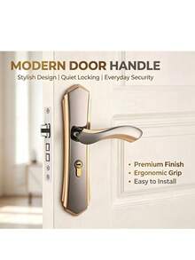 1 Set Full Metal Door Lock With 2 Handles, Combination Of Science And Modernity, Perfect Appearance And Exquisite Craftsmanship, Easy Installation And Convenient Use, High-Quality Texture - B - View 1