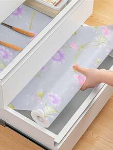 1 Roll Multi-Color Floral Pattern Kitchen Cabinet Shelf Liner, Non-Adhesive Drawer Mat, Non-Slip Refrigerator Pad, Waterproof EVA Fridge Liner, Cabinet Mat, Easy Placemat - Multicolor - View 12