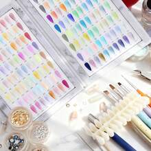 Premium Luxury Marble Texture Embedded Nail Color Book 160 Colors/216 Colors Set With 840pcs Practice Nail Tips, Gel Polish Sample Display Storage Tool, Commercial Nail Salon Display Storage Supplies, Home DIY Nail Display Accessories - Multicolor - View 8