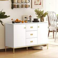 Modern White And Gold Sideboard On-Site - White + Engineered Wood - View 2