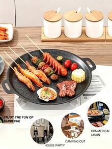 Multifunctional Thickened Non-Stick Griddle Pan With Oil Drainage Slot And Dual Handles, Easy To Clean, Suitable For Steak, Bacon, Pancakes, Vegetables, Meat, For Camping, Home Gatherings And Restaurant Use - Multicolor - View 2