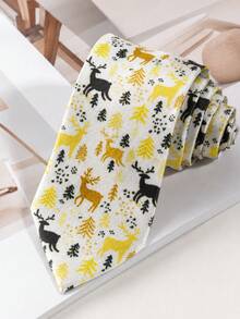 1pc Unisex Christmas Tree Design Necktie, Suitable For Christmas Holiday Use - Multicolor - View 5